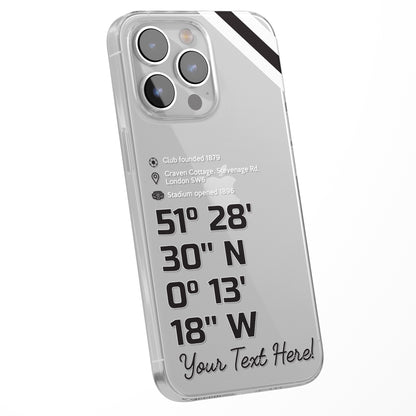 Personalised Phone Case Cover Football Team Stadium Coordinates Map Customised for iPhone 16 15 14 13 12 11 Range