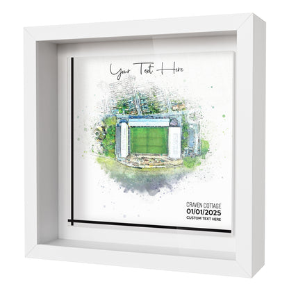 Framed Ceramic Tile Art: Personalised Football Stadium Art Print, Custom Aerial Map - ANY STADIUM Worldwide, Bespoke Text, Football Gift Keepsake