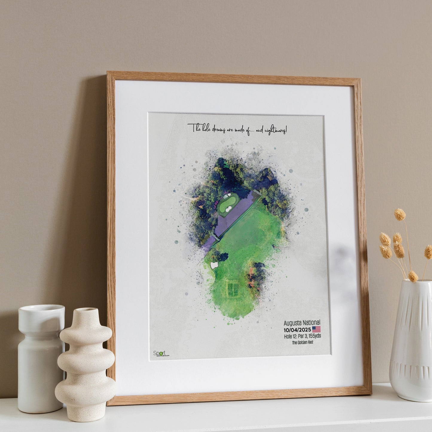 Personalised Golf Art Print, Custom Aerial Golf Course Map Layout - ANY HOLE Worldwide, Bespoke Text, Hole in One Gift Keepsake, Men Women, Father's Day, Birthday, Retirement