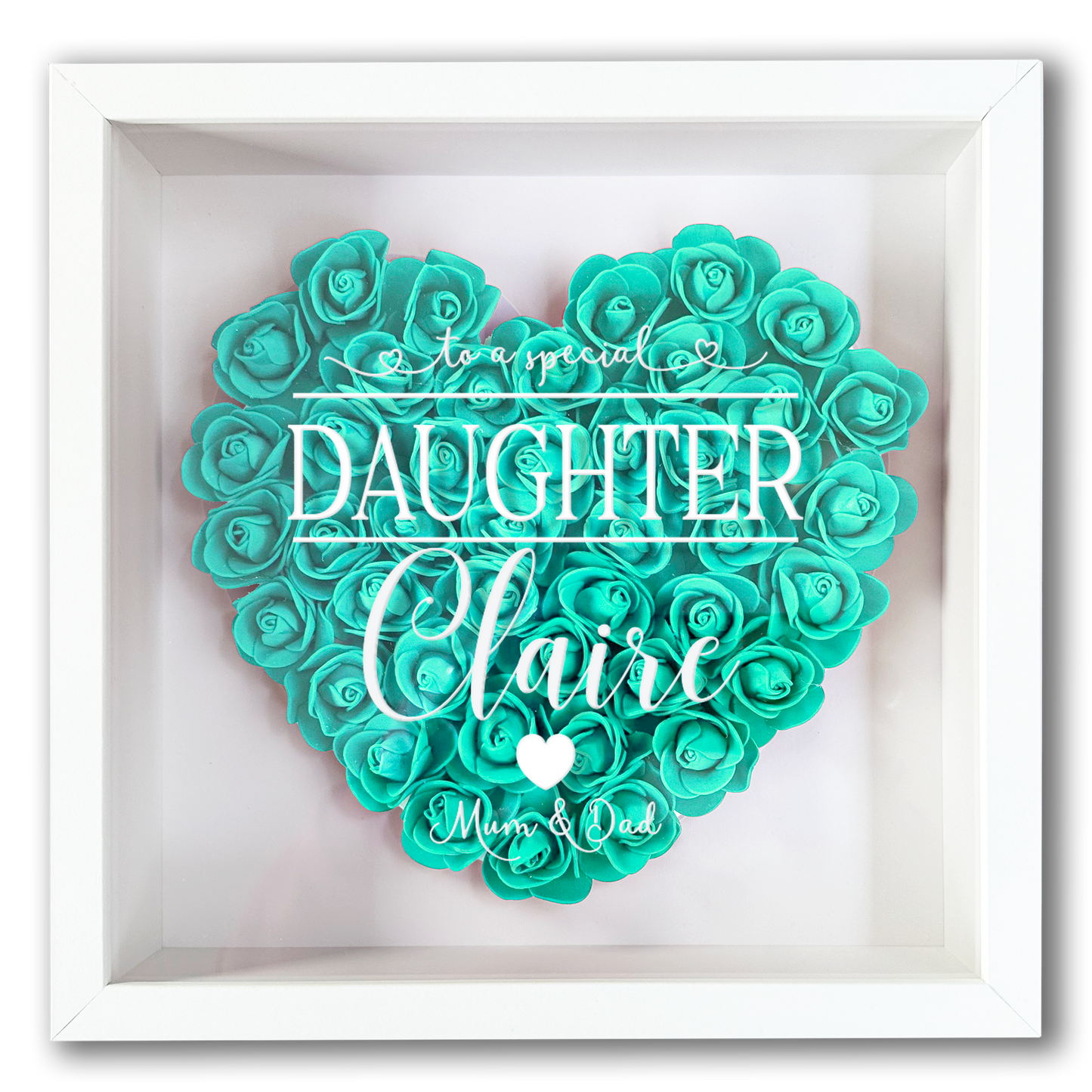 Personalised Framed Flower Floral Heart Daughter Friend Custom Birthday Keepsake Unique Gift for Girls Sister Shadow Box Frame