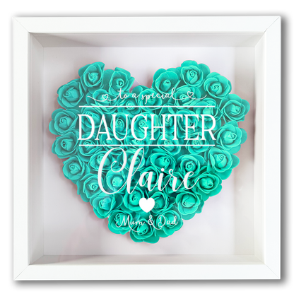 Personalised Framed Flower Floral Heart Daughter Friend Custom Birthday Keepsake Unique Gift for Girls Sister Shadow Box Frame