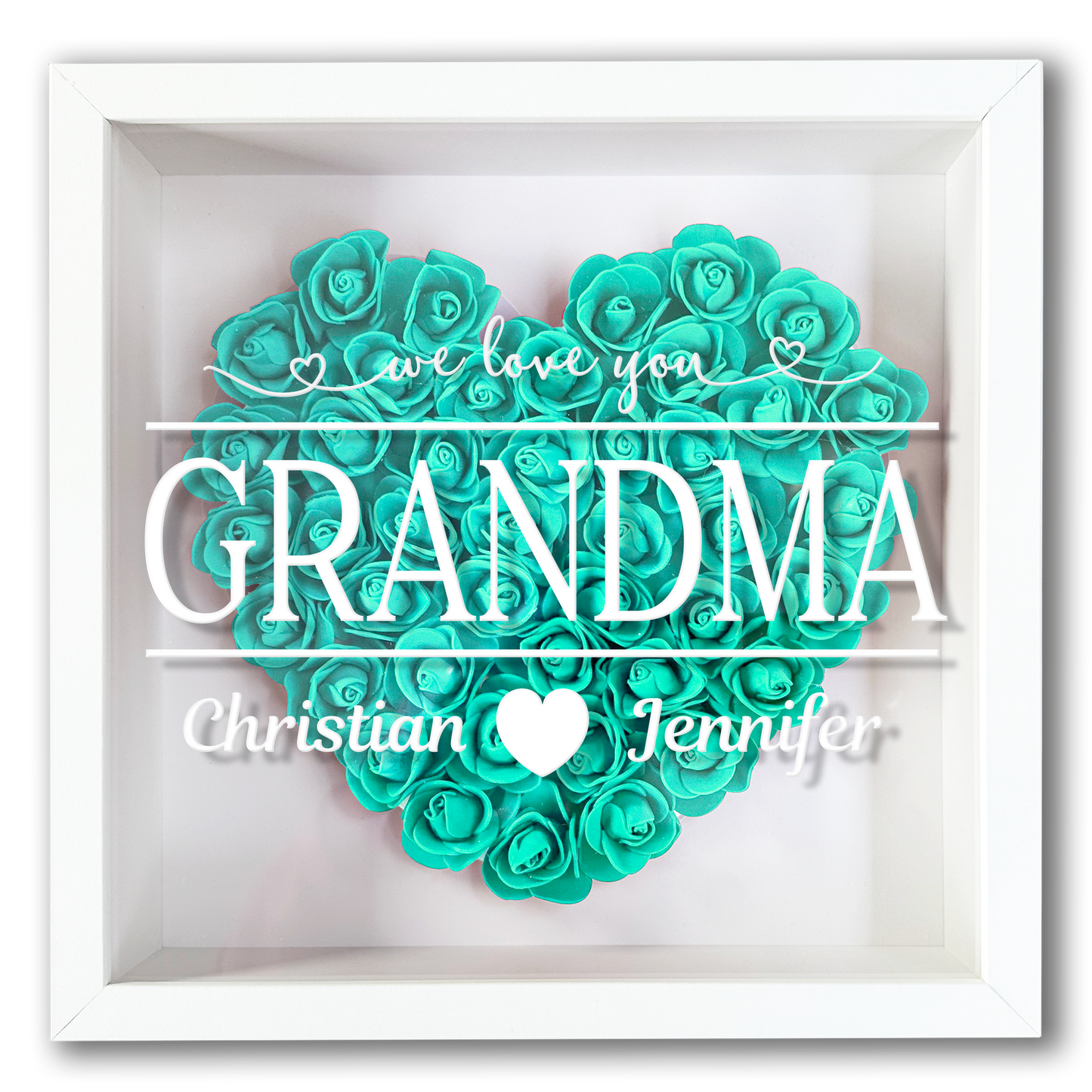 Personalised Framed Flower Floral Heart Grandmother Nanny Grandma Custom Birthday Keepsake Unique Gift Heart Flower Roses Shadow Box Frame