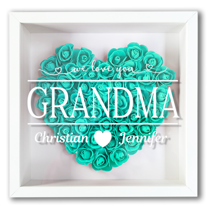 Personalised Framed Flower Floral Heart Grandmother Nanny Grandma Custom Birthday Keepsake Unique Gift Heart Flower Roses Shadow Box Frame