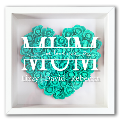 Personalised Framed Flower Floral Heart Mother's Day Custom Birthday Keepsake Unique Gift for Mum Mother Shadow Box Frame