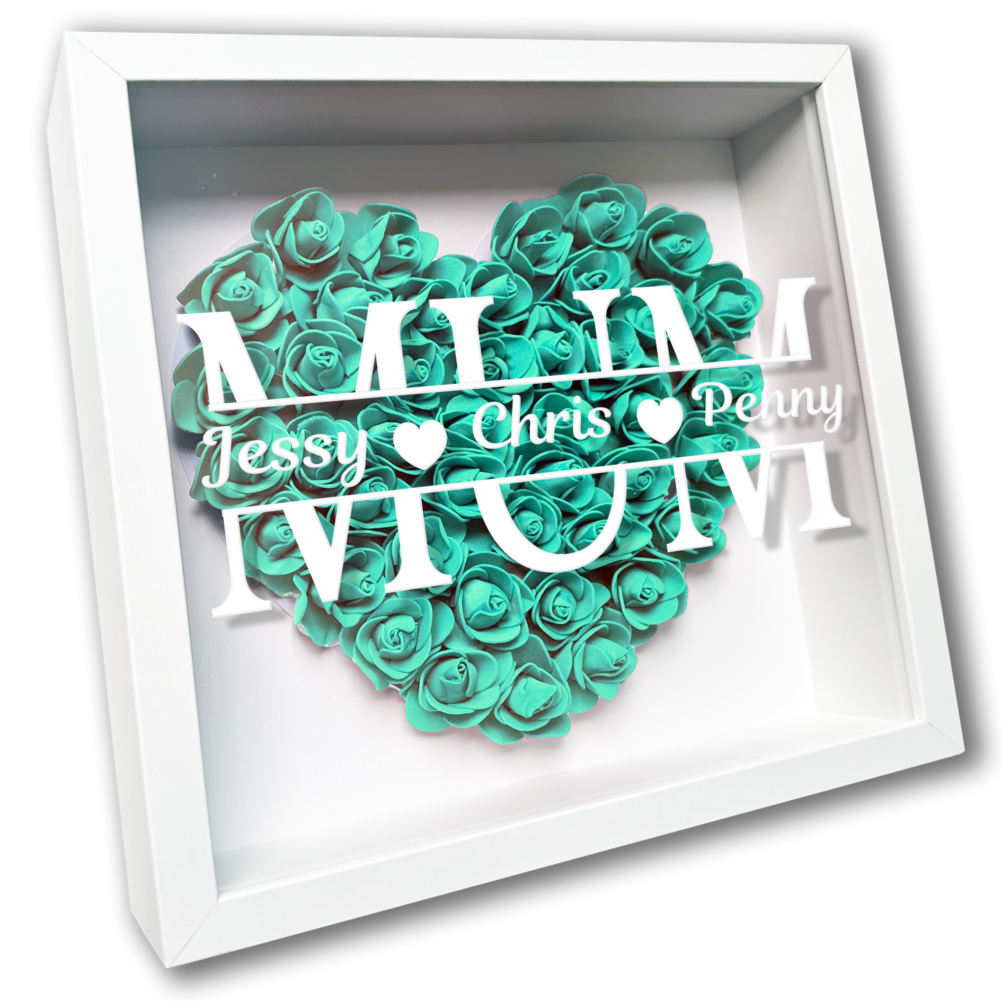 Personalised Framed Flower Floral Heart Mother's Day Custom Birthday Keepsake Unique Gift for Mum Mother Shadow Box Frame
