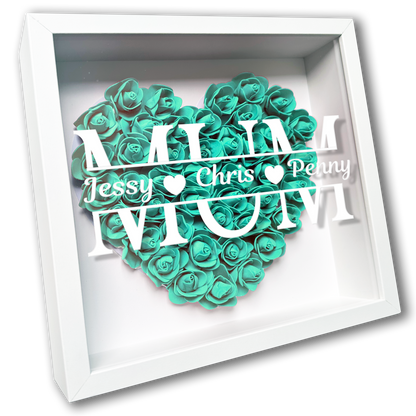 Personalised Framed Flower Floral Heart Mother's Day Custom Birthday Keepsake Unique Gift for Mum Mother Shadow Box Frame