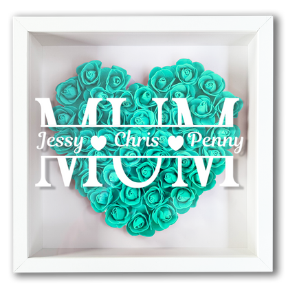 Personalised Framed Flower Floral Heart Mother's Day Custom Birthday Keepsake Unique Gift for Mum Mother Shadow Box Frame