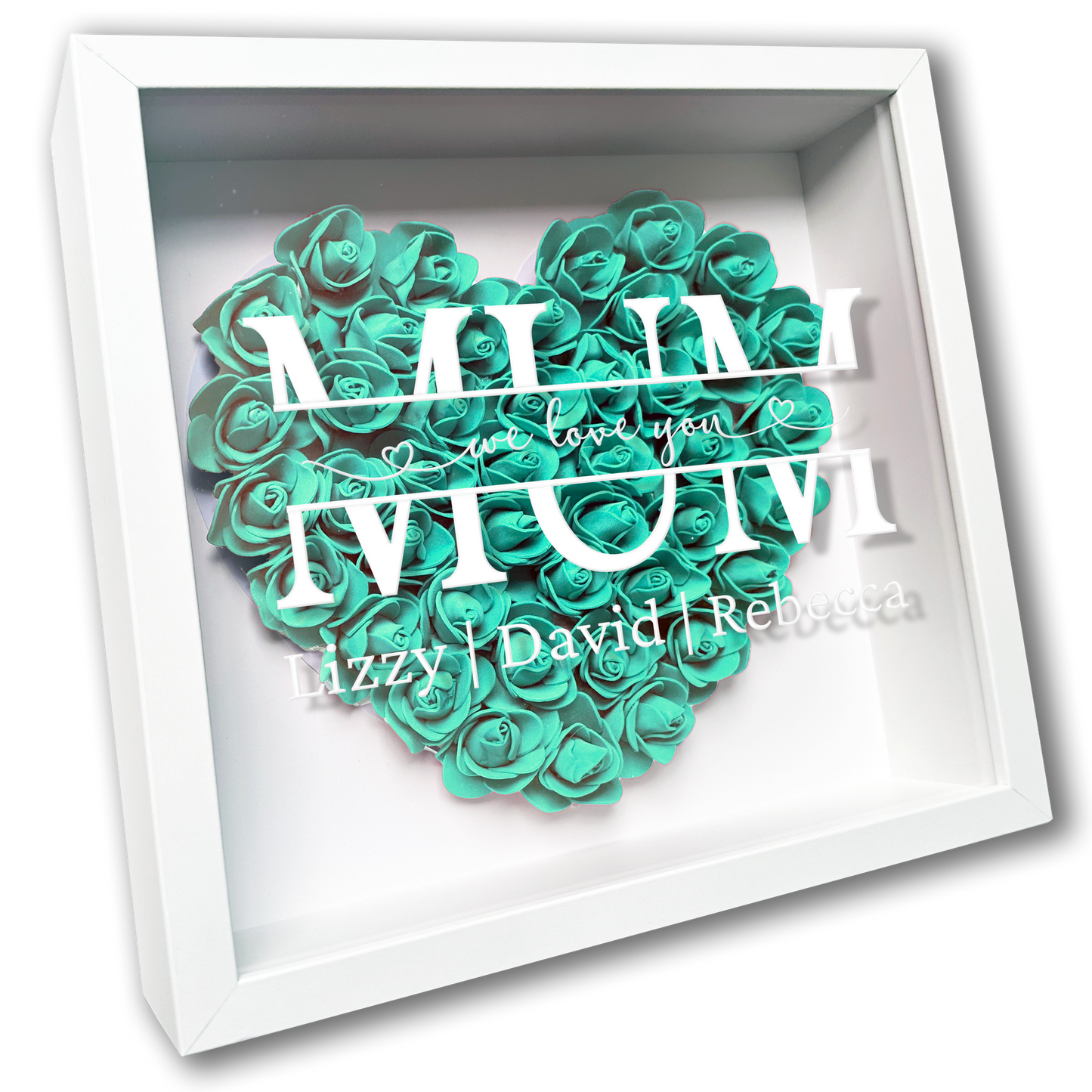 Personalised Framed Flower Floral Heart Mother's Day Custom Birthday Keepsake Unique Gift for Mum Mother Shadow Box Frame