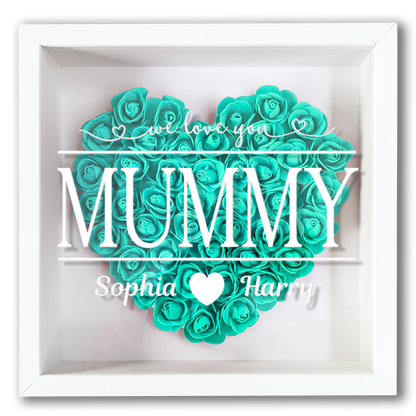 Personalised Framed Flower Floral Heart Mother's Day Custom Birthday Keepsake Unique Gift for Mum Mother Shadow Box Frame