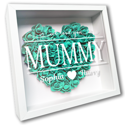 Personalised Framed Flower Floral Heart Mother's Day Custom Birthday Keepsake Unique Gift for Mum Mother Shadow Box Frame
