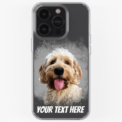 Personalised Pet Portrait Phone Case – Clear Silicone with Custom Brush Art Background | iPhone & Samsung