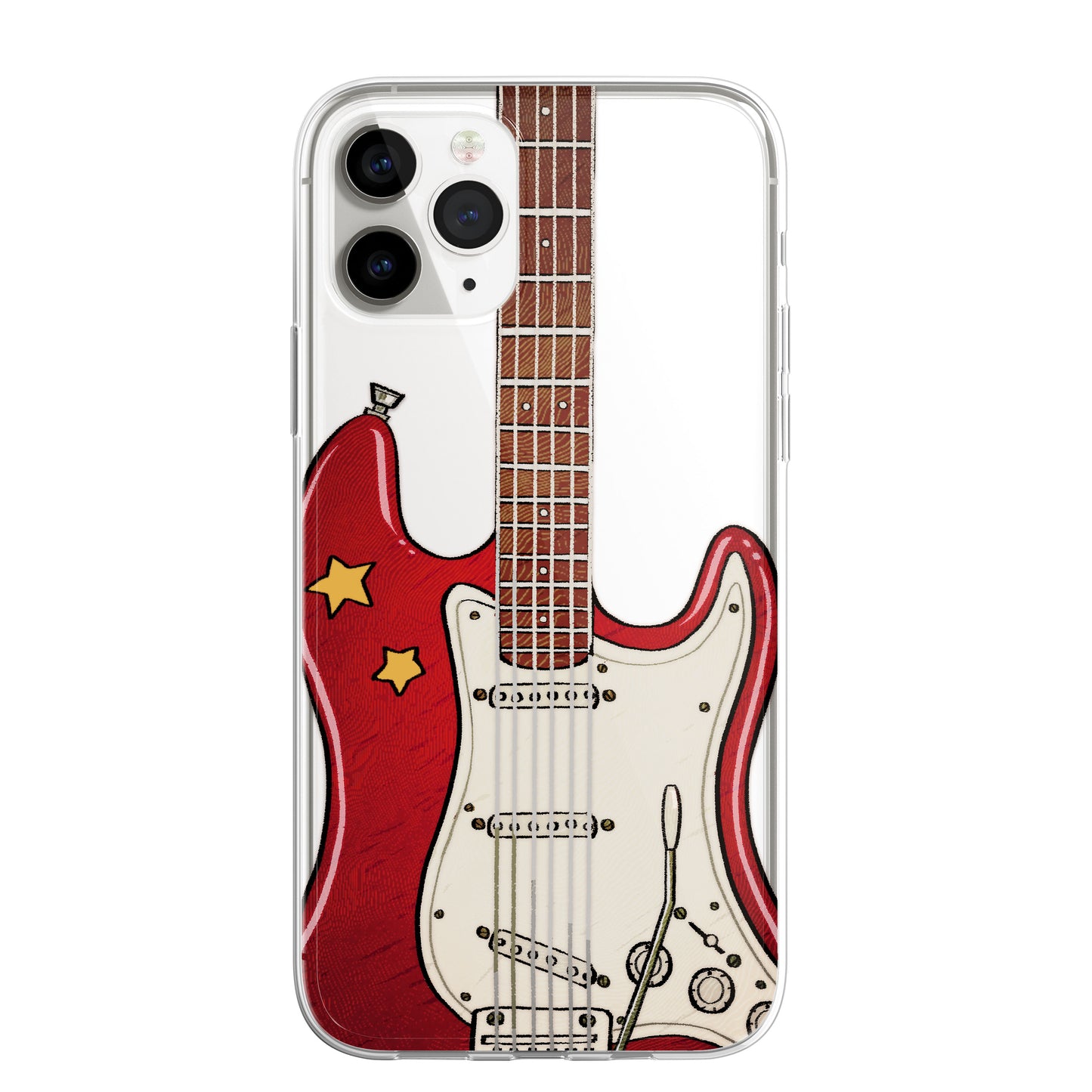Daisy Mitchell @dibbuns Exclusive Guitar Design Contemporary Artwork Phone Case CLEAR Silicone Phone Cover Case for iPhone 16 15 14 13 12 11