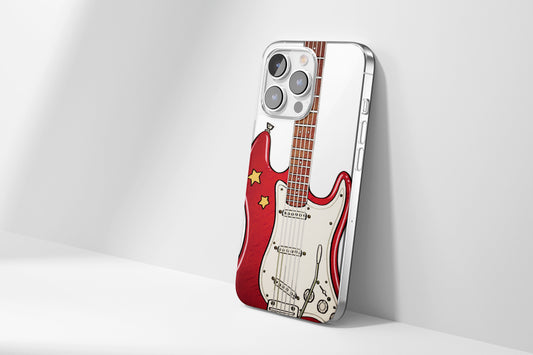 Daisy Mitchell @dibbuns Exclusive Guitar Design Contemporary Artwork Phone Case CLEAR Silicone Phone Cover Case for iPhone 16 15 14 13 12 11