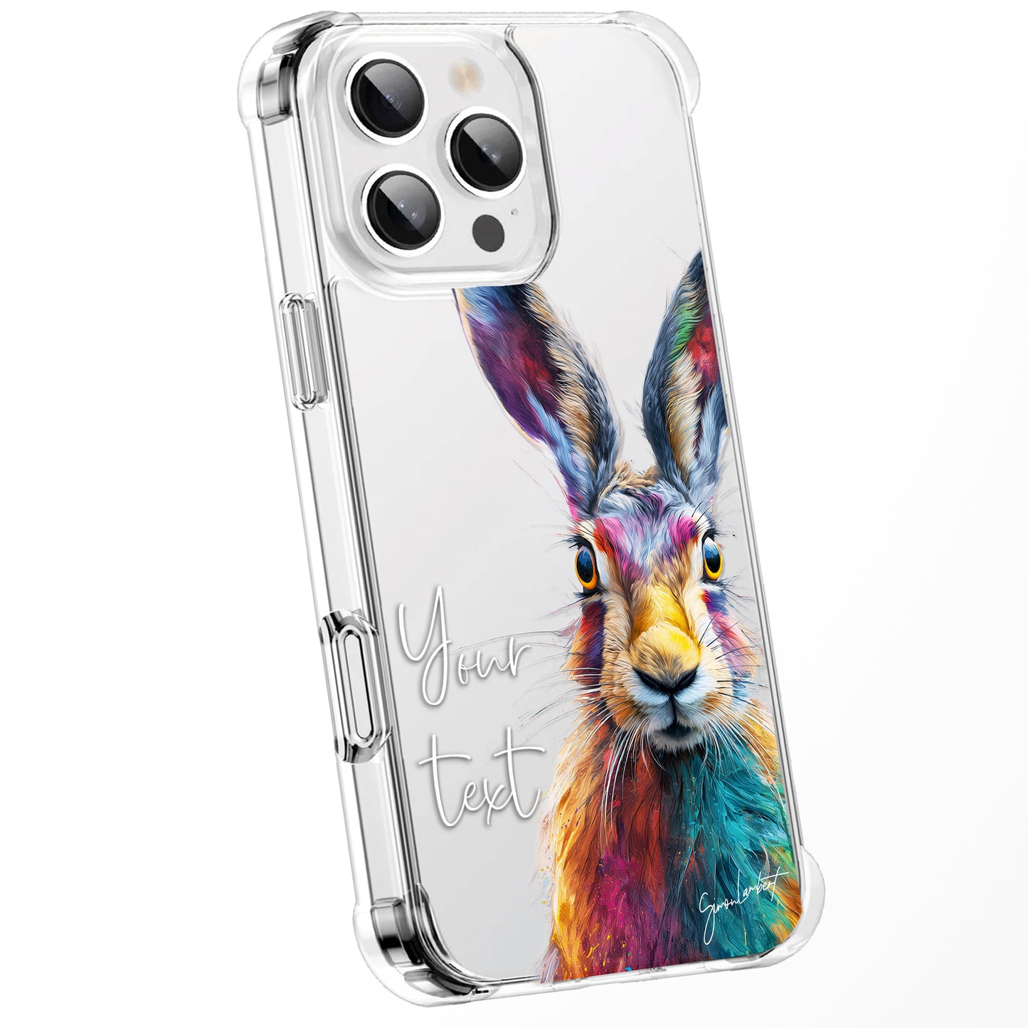 Animal Wildlife WaterColour Personalised Phone Case Splatter Painting Limited Edition Artwork CLEAR Cover Case, Exclusive Art for iPhone 16 15 14 13 12 11 Ranges - CUSTOMISE ONLINE