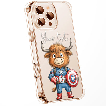 Custom Highland Cow Watercolour Phone Case | Cute Cartoon Animal Art Clear Protective Cover | iPhone 16 15 14 13