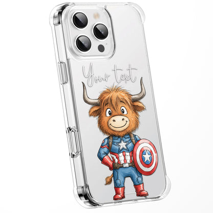 Custom Highland Cow Watercolour Phone Case | Cute Cartoon Animal Art Clear Protective Cover | iPhone 16 15 14 13