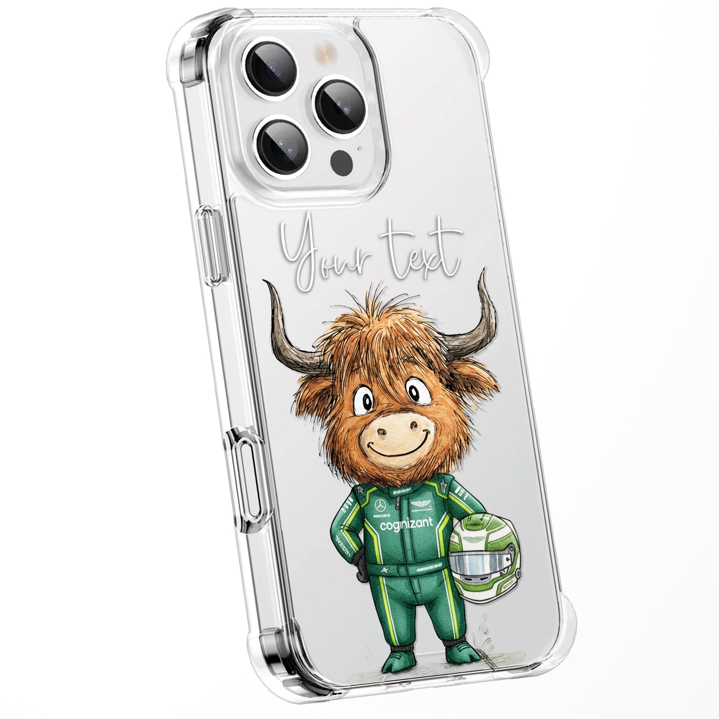 Custom Highland Cow Watercolour Phone Case | Cute Cartoon Animal Art Clear Protective Cover | iPhone 16 15 14 13