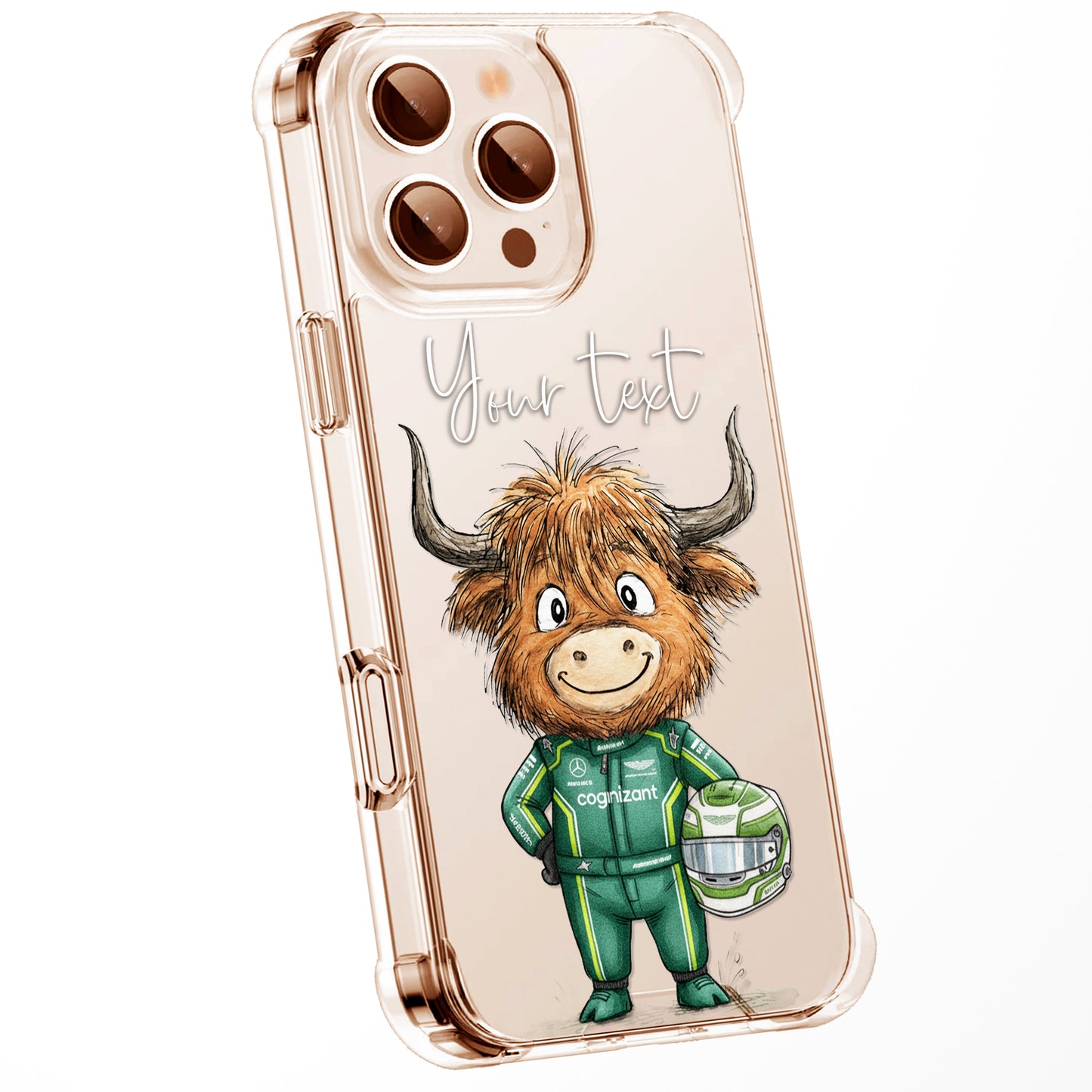 Custom Highland Cow Watercolour Phone Case | Cute Cartoon Animal Art Clear Protective Cover | iPhone 16 15 14 13
