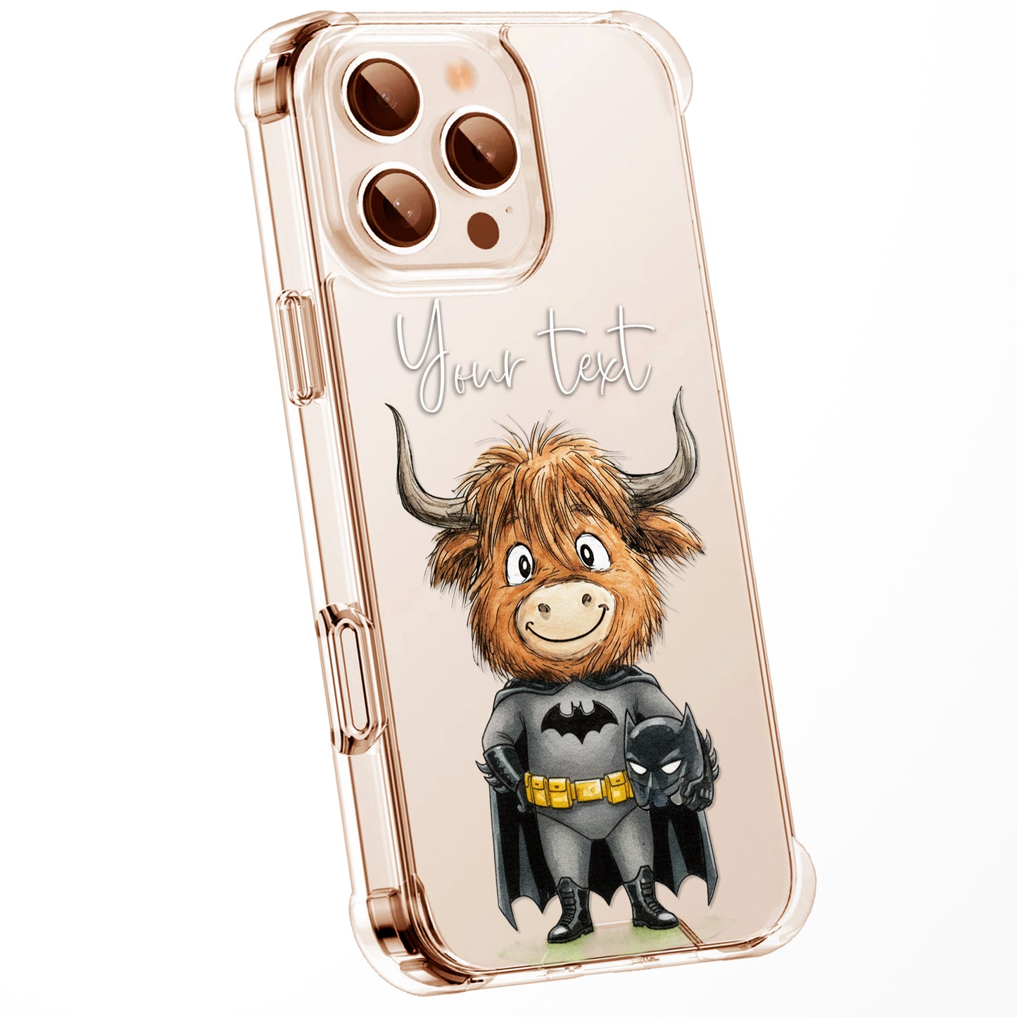 Custom Highland Cow Watercolour Phone Case | Cute Cartoon Animal Art Clear Protective Cover | iPhone 16 15 14 13