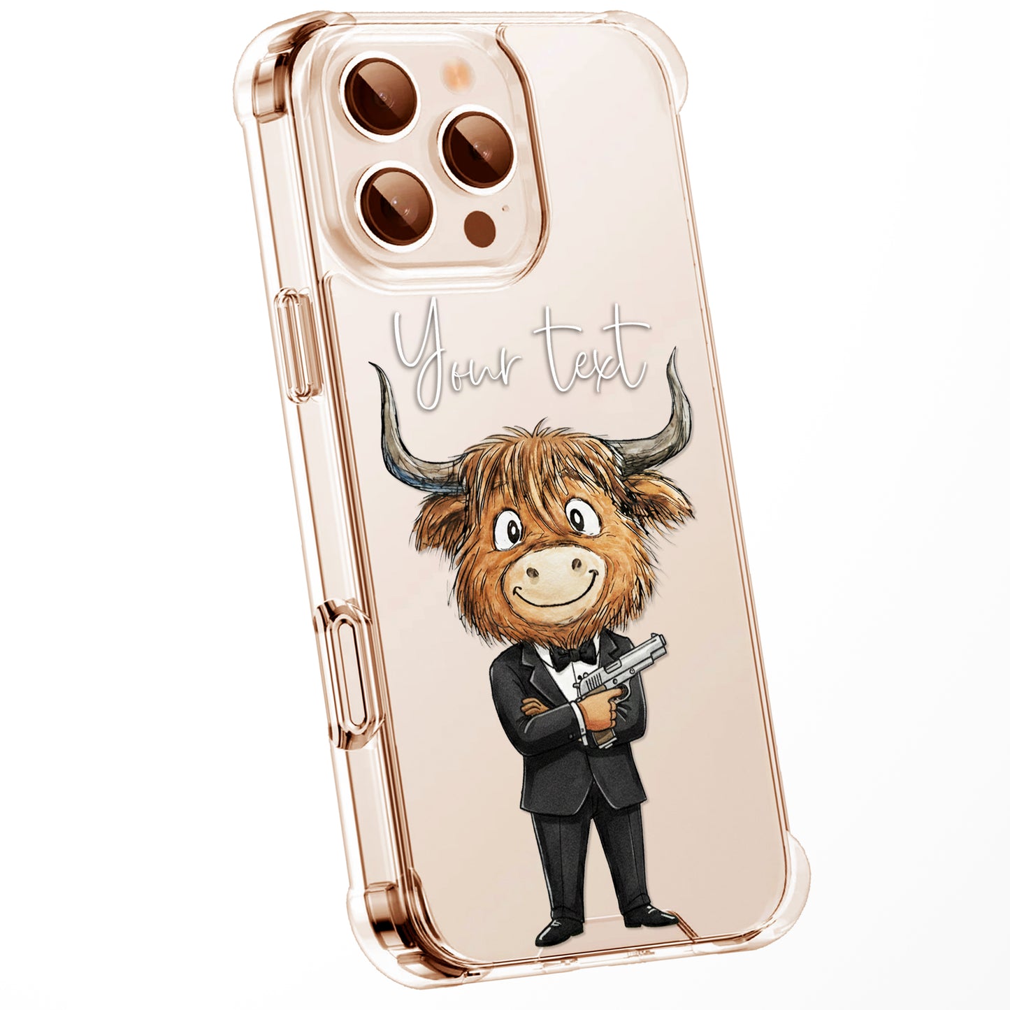 Custom Highland Cow Watercolour Phone Case | Cute Cartoon Animal Art Clear Protective Cover | iPhone 16 15 14 13