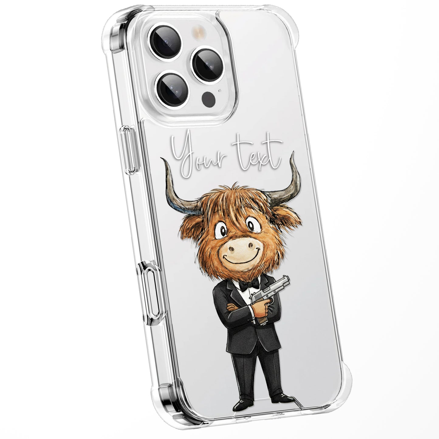 Custom Highland Cow Watercolour Phone Case | Cute Cartoon Animal Art Clear Protective Cover | iPhone 16 15 14 13
