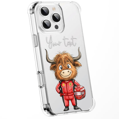 Custom Highland Cow Watercolour Phone Case | Cute Cartoon Animal Art Clear Protective Cover | iPhone 16 15 14 13