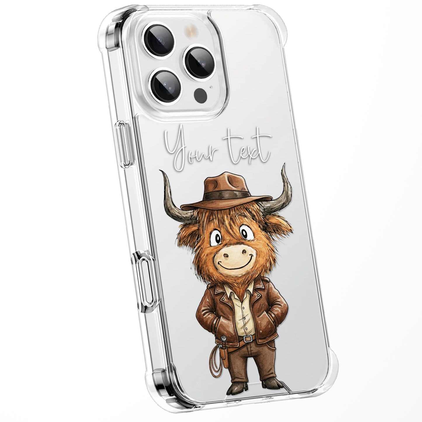 Custom Highland Cow Watercolour Phone Case | Cute Cartoon Animal Art Clear Protective Cover | iPhone 16 15 14 13