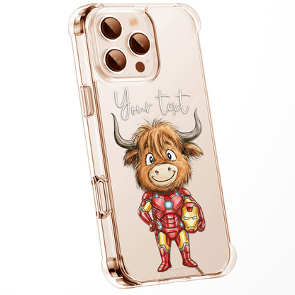Custom Highland Cow Watercolour Phone Case | Cute Cartoon Animal Art Clear Protective Cover | iPhone 16 15 14 13