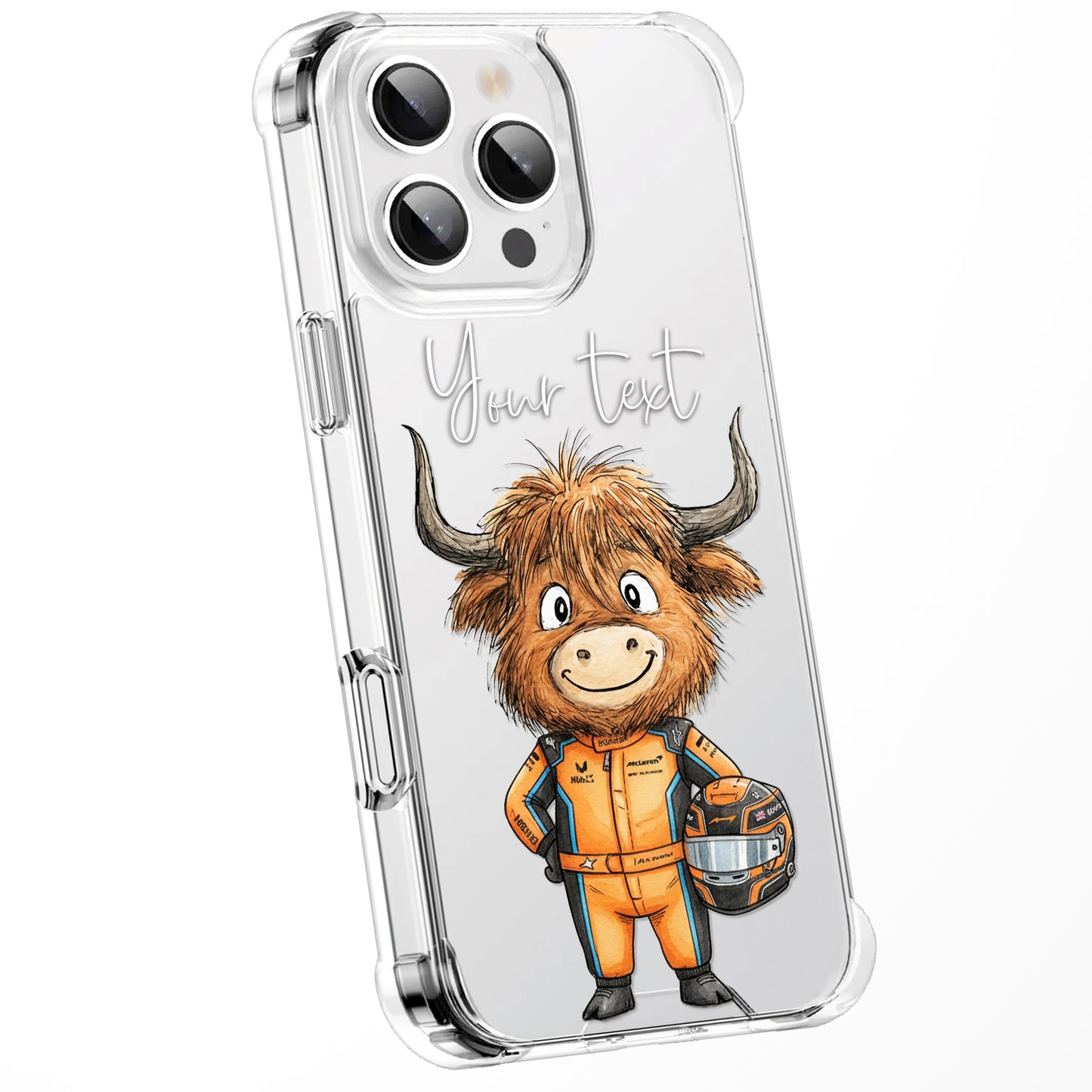 Custom Highland Cow Watercolour Phone Case | Cute Cartoon Animal Art Clear Protective Cover | iPhone 16 15 14 13
