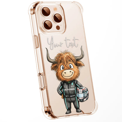 Custom Highland Cow Watercolour Phone Case | Cute Cartoon Animal Art Clear Protective Cover | iPhone 16 15 14 13