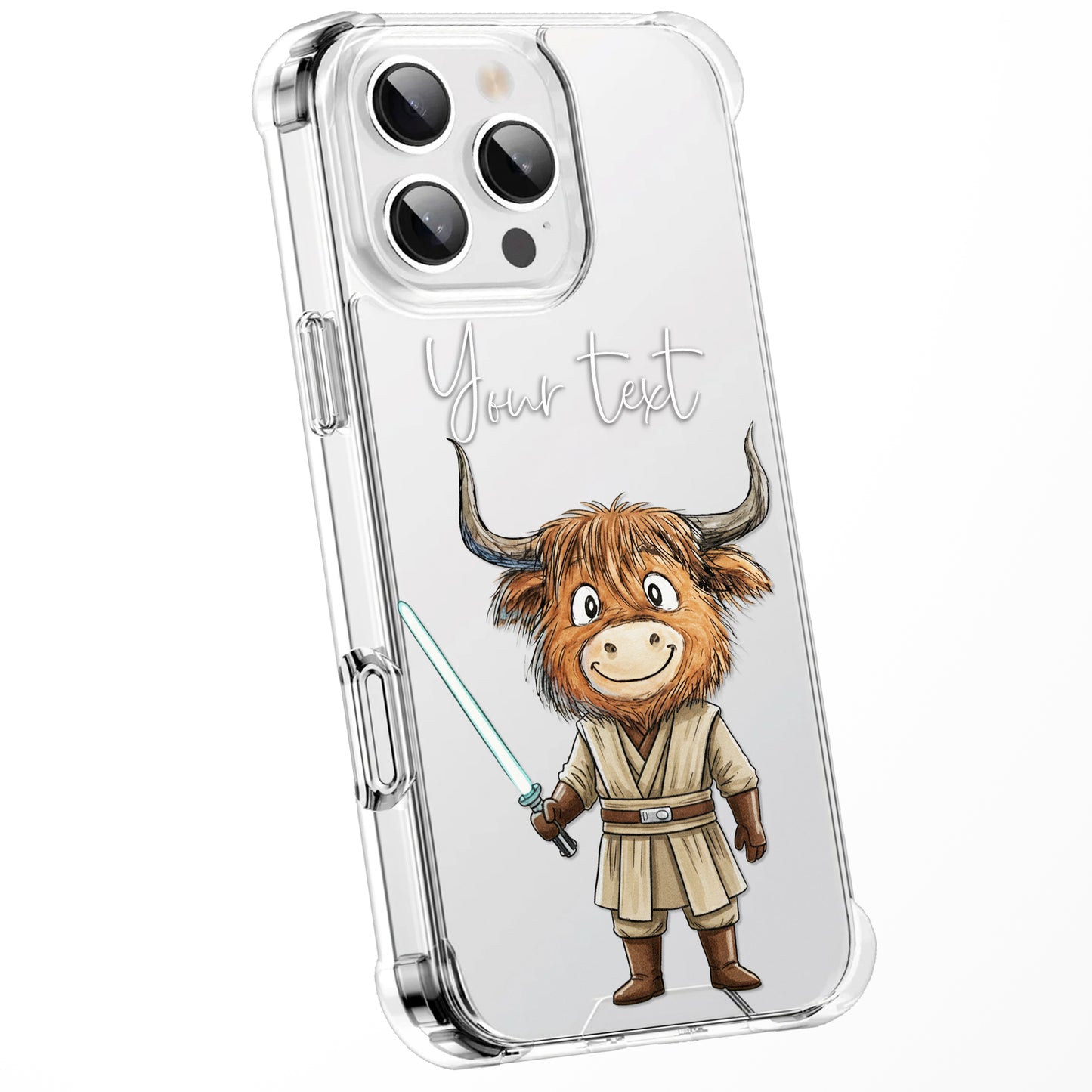 Custom Highland Cow Watercolour Phone Case | Cute Cartoon Animal Art Clear Protective Cover | iPhone 16 15 14 13