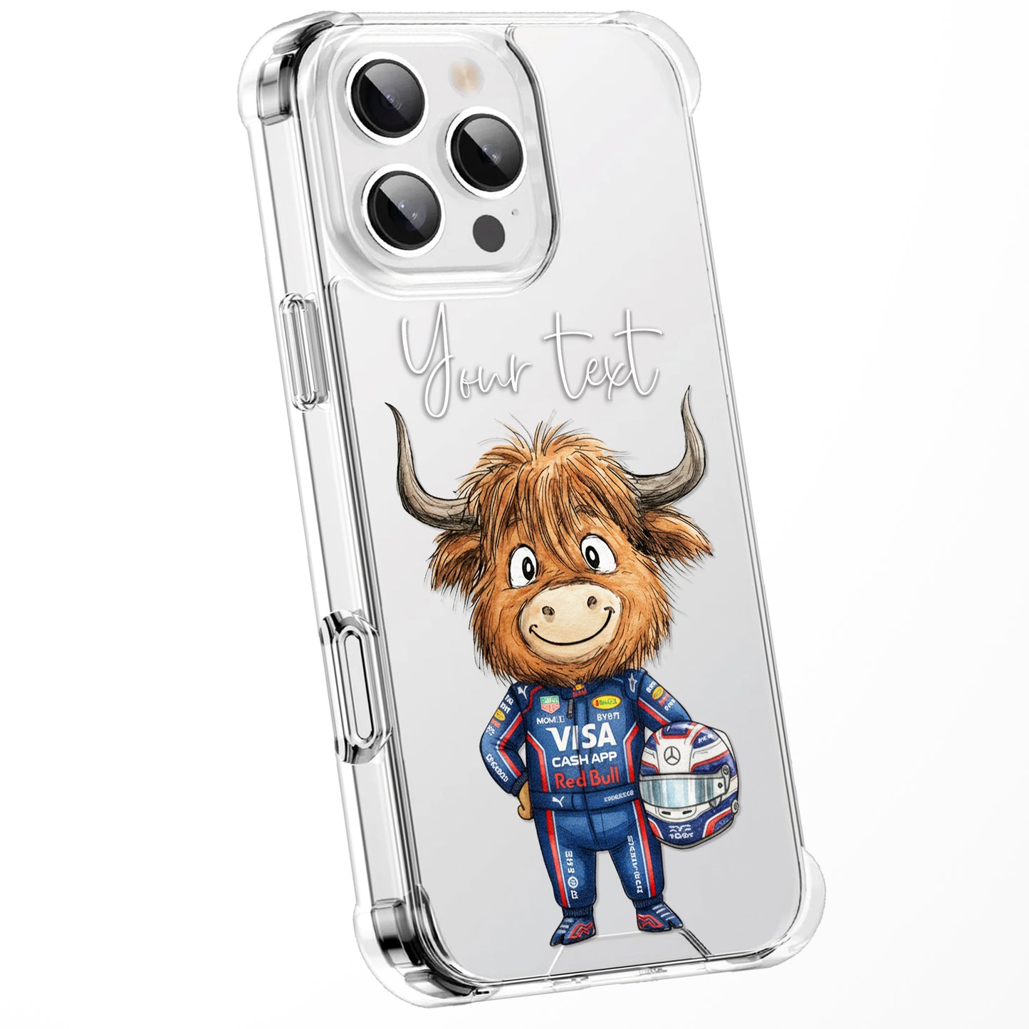 Custom Highland Cow Watercolour Phone Case | Cute Cartoon Animal Art Clear Protective Cover | iPhone 16 15 14 13