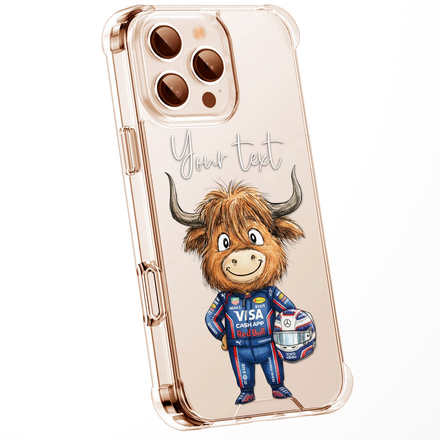 Custom Highland Cow Watercolour Phone Case | Cute Cartoon Animal Art Clear Protective Cover | iPhone 16 15 14 13