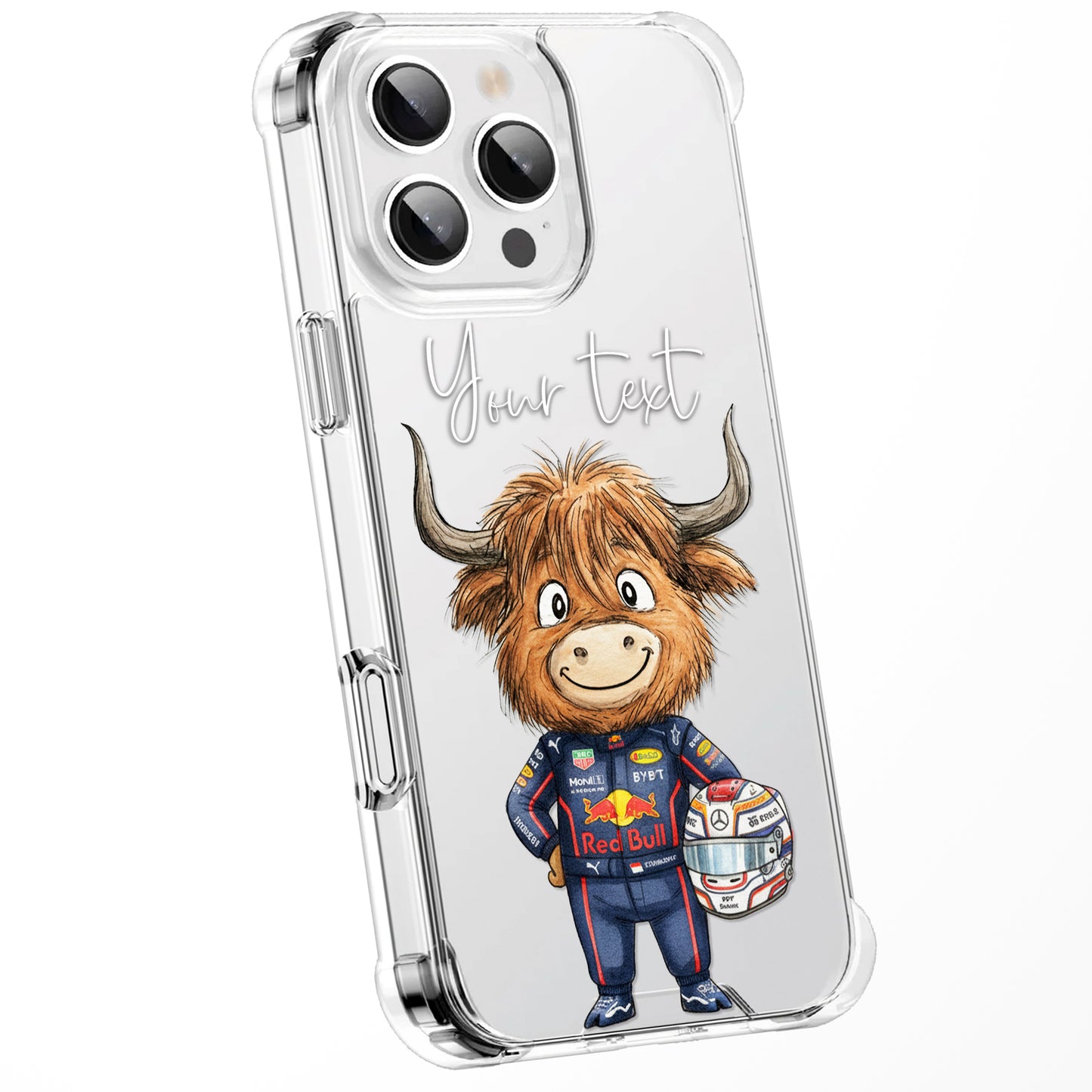 Custom Highland Cow Watercolour Phone Case | Cute Cartoon Animal Art Clear Protective Cover | iPhone 16 15 14 13