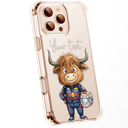 Custom Highland Cow Watercolour Phone Case | Cute Cartoon Animal Art Clear Protective Cover | iPhone 16 15 14 13