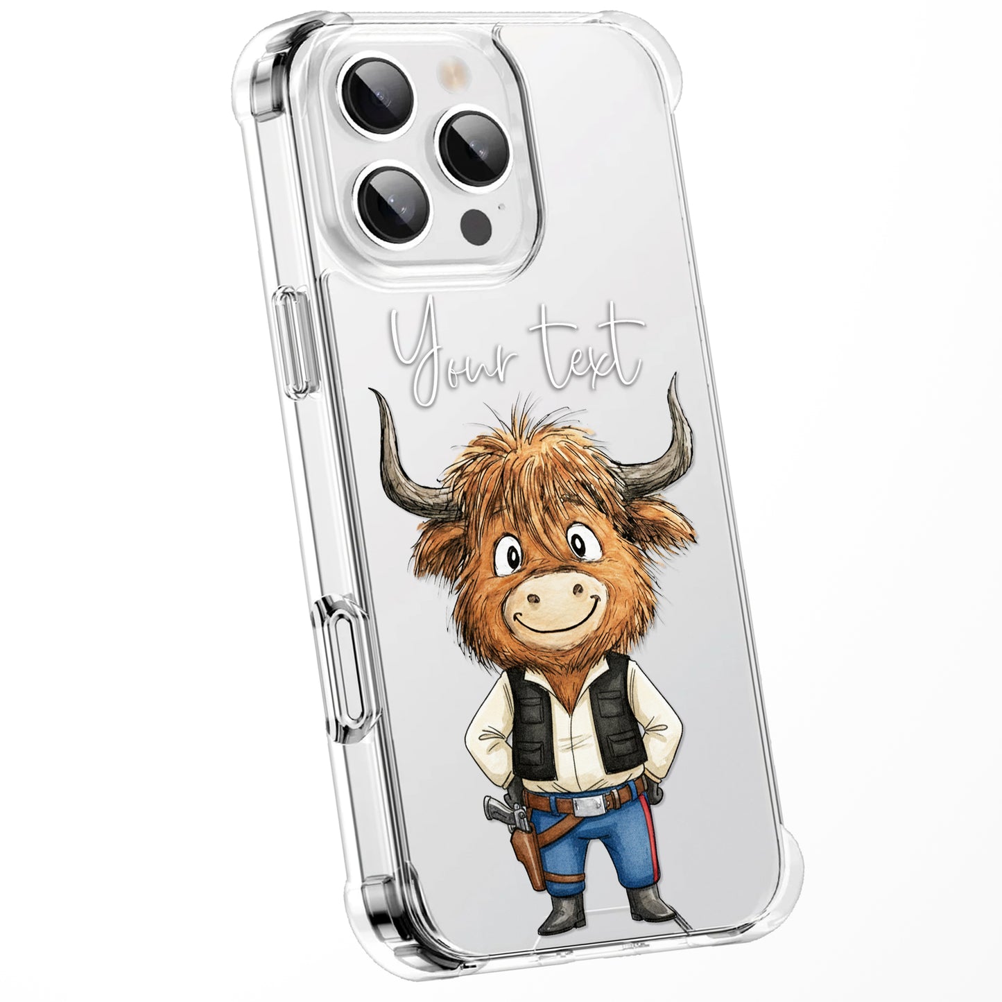 Custom Highland Cow Watercolour Phone Case | Cute Cartoon Animal Art Clear Protective Cover | iPhone 16 15 14 13