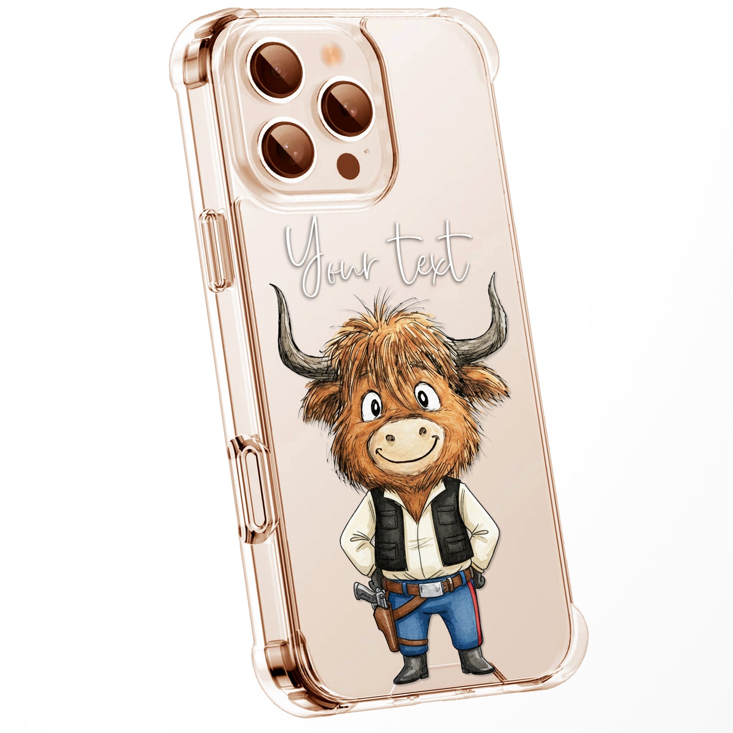 Custom Highland Cow Watercolour Phone Case | Cute Cartoon Animal Art Clear Protective Cover | iPhone 16 15 14 13