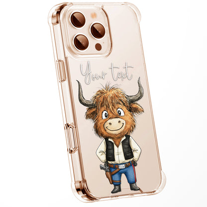 Custom Highland Cow Watercolour Phone Case | Cute Cartoon Animal Art Clear Protective Cover | iPhone 16 15 14 13