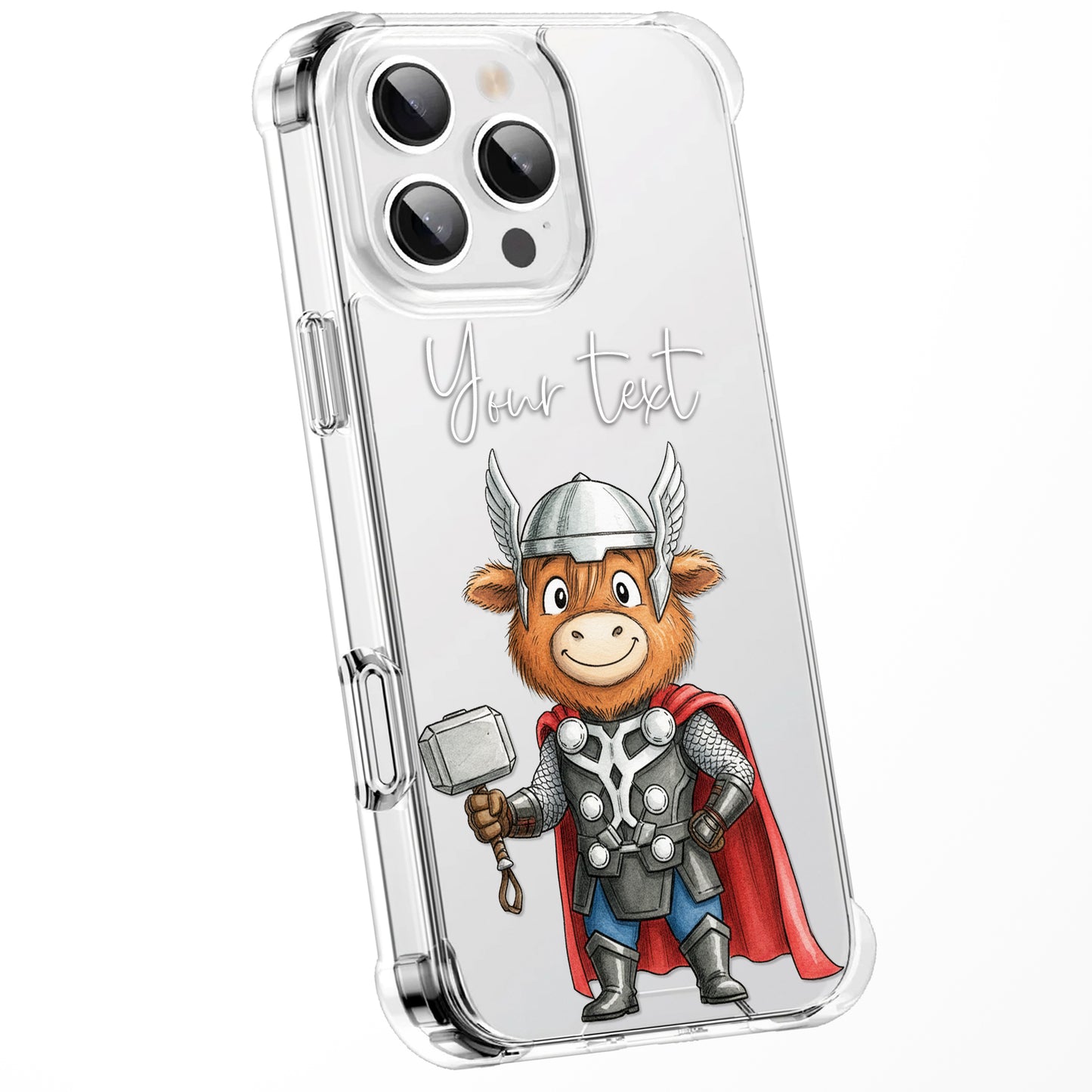 Custom Highland Cow Watercolour Phone Case | Cute Cartoon Animal Art Clear Protective Cover | iPhone 16 15 14 13