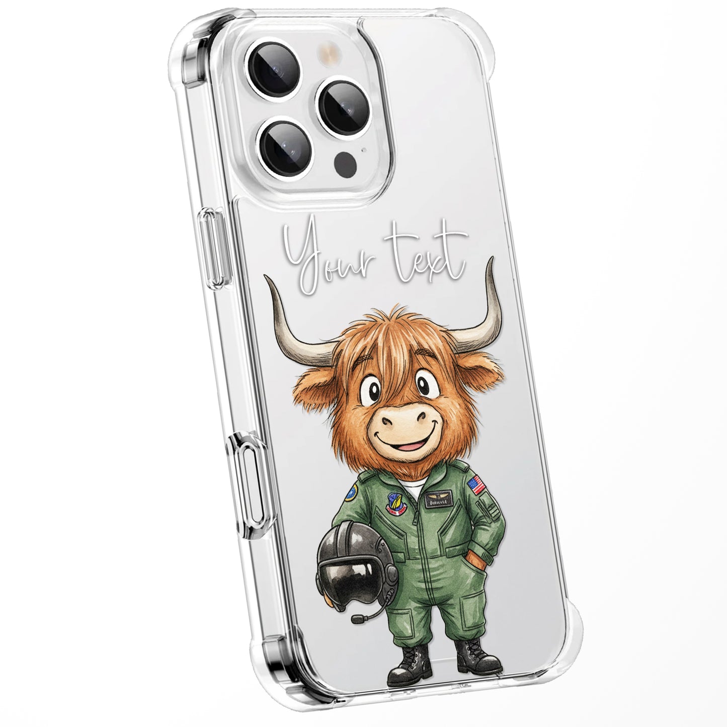 Custom Highland Cow Watercolour Phone Case | Cute Cartoon Animal Art Clear Protective Cover | iPhone 16 15 14 13