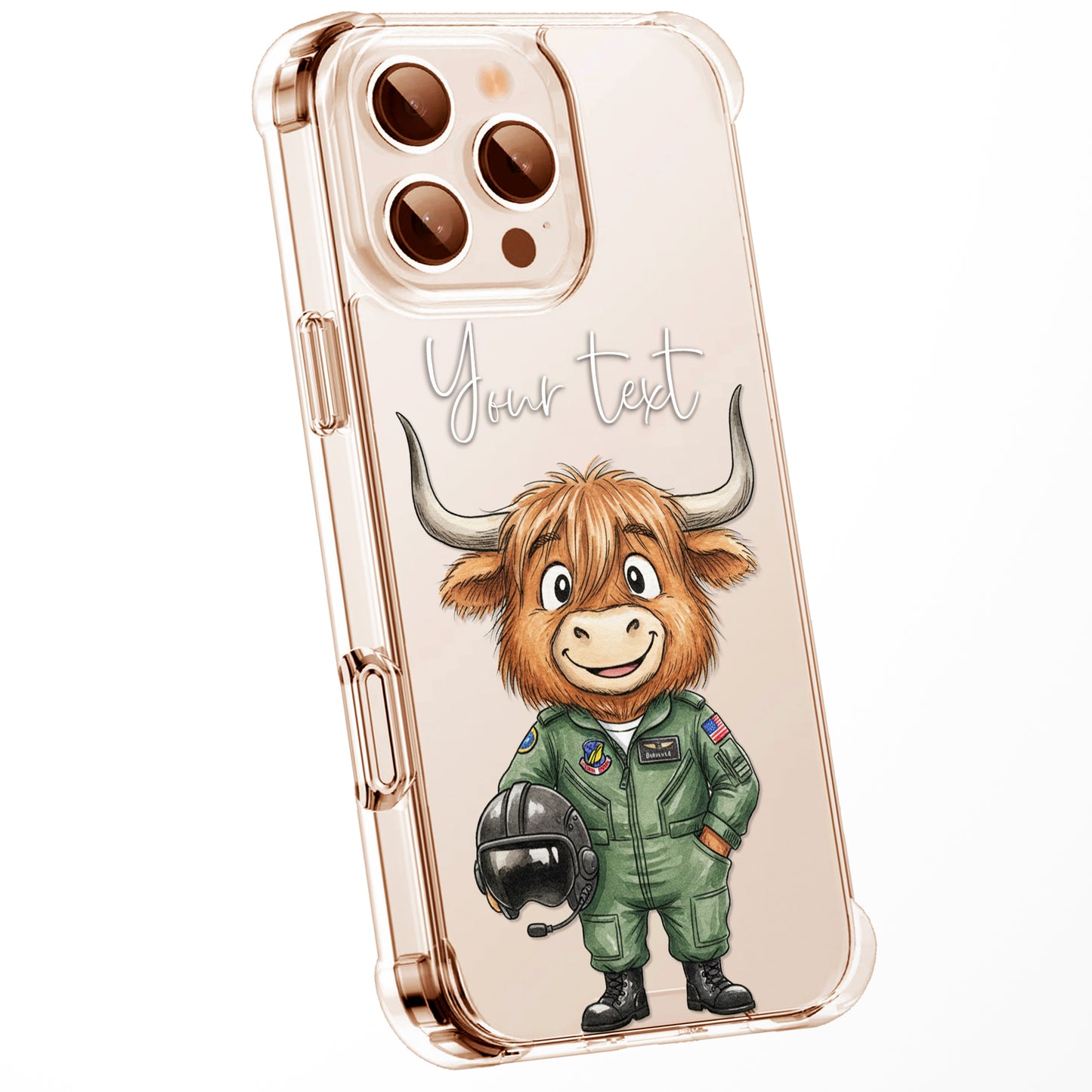 Custom Highland Cow Watercolour Phone Case | Cute Cartoon Animal Art Clear Protective Cover | iPhone 16 15 14 13