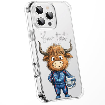 Custom Highland Cow Watercolour Phone Case | Cute Cartoon Animal Art Clear Protective Cover | iPhone 16 15 14 13