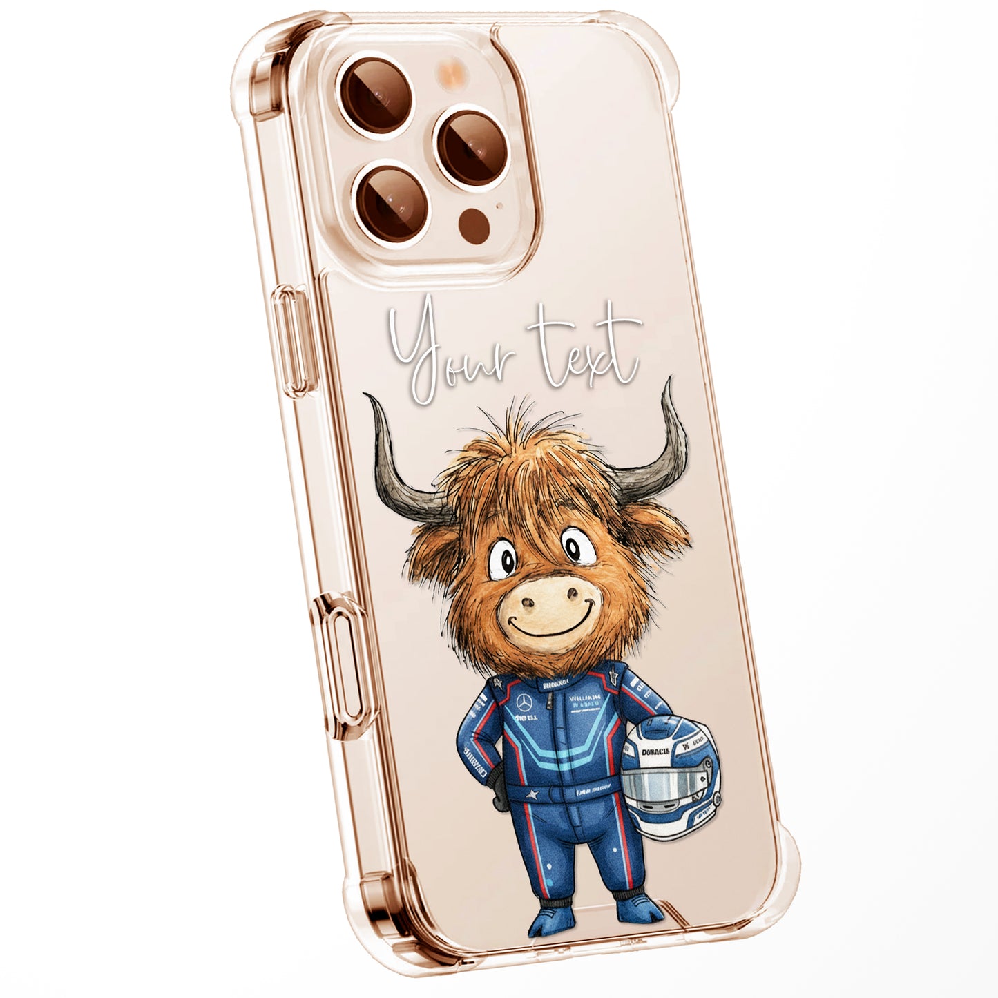 Custom Highland Cow Watercolour Phone Case | Cute Cartoon Animal Art Clear Protective Cover | iPhone 16 15 14 13