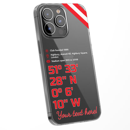 Personalised Phone Case Cover Football Team Stadium Coordinates Map Customised for iPhone 16 15 14 13 12 11 Range