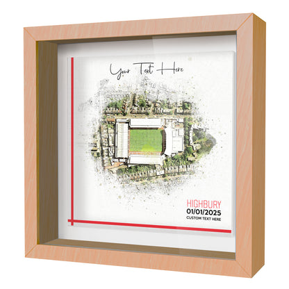 Framed Ceramic Tile Art: Personalised Football Stadium Art Print, Custom Aerial Map - ANY STADIUM Worldwide, Bespoke Text, Football Gift Keepsake