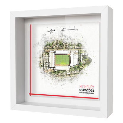 Framed Ceramic Tile Art: Personalised Football Stadium Art Print, Custom Aerial Map - ANY STADIUM Worldwide, Bespoke Text, Football Gift Keepsake