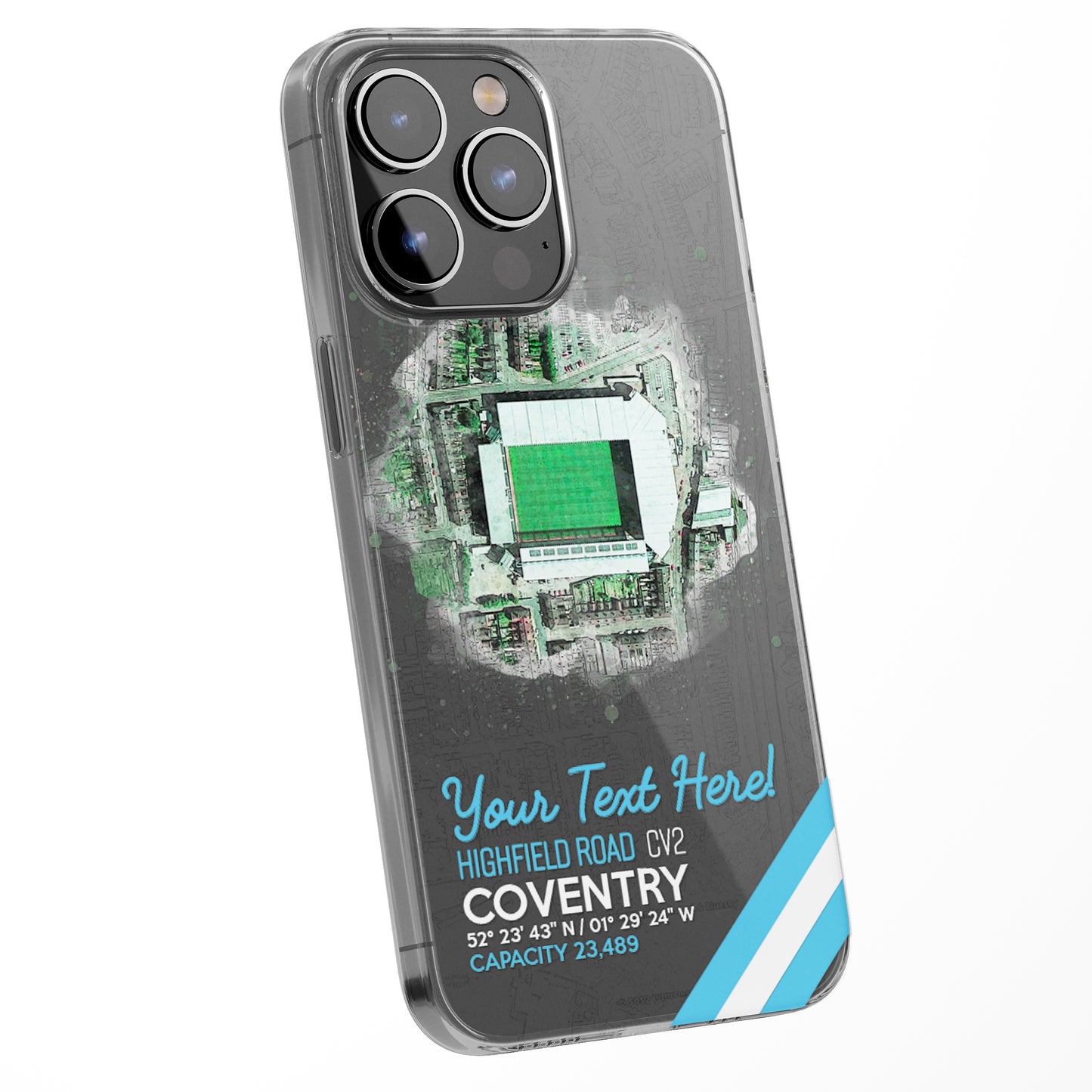 Personalised Phone Case Cover Football Team Stadium Water Colour Effect Style Customised for iPhone 16 15 14 13 12 11 Range