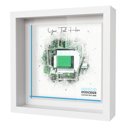 Framed Ceramic Tile Art: Personalised Football Stadium Art Print, Custom Aerial Map - ANY STADIUM Worldwide, Bespoke Text, Football Gift Keepsake
