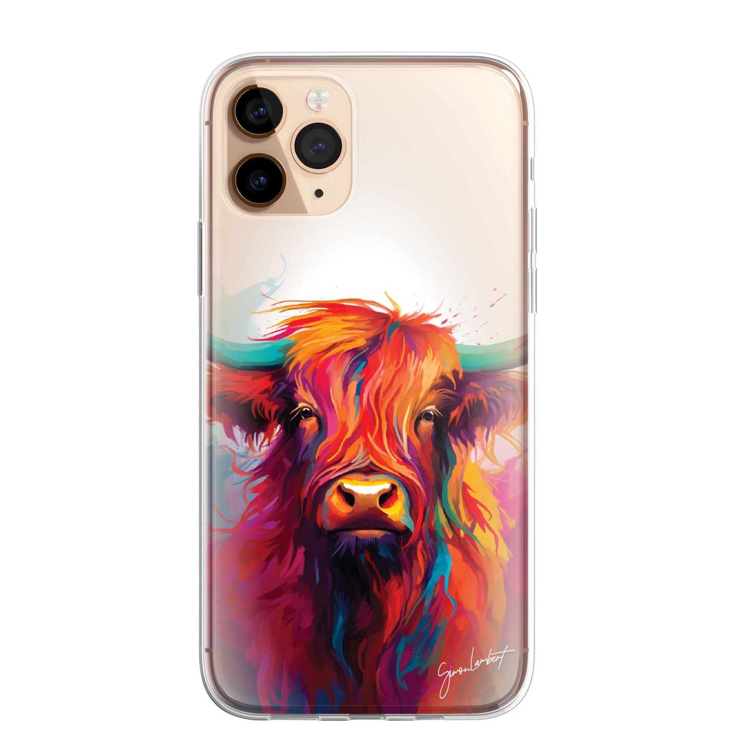 British Farm Animals Phone Case Palette Knife Art CLEAR Cover Case for iPhone 15 14 13 12 Pro +