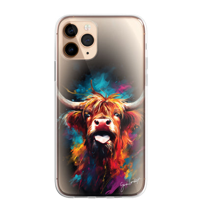 British Farm Animals Phone Case Palette Knife Art CLEAR Cover Case for iPhone 15 14 13 12 Pro +